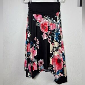 Apt. 9 Asymmetrical Floral Skirt - Black and Pink